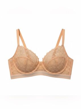 Luvlette Lace Underwire Bra 36E Nude Blush- Gold‎ hardware-NWT
